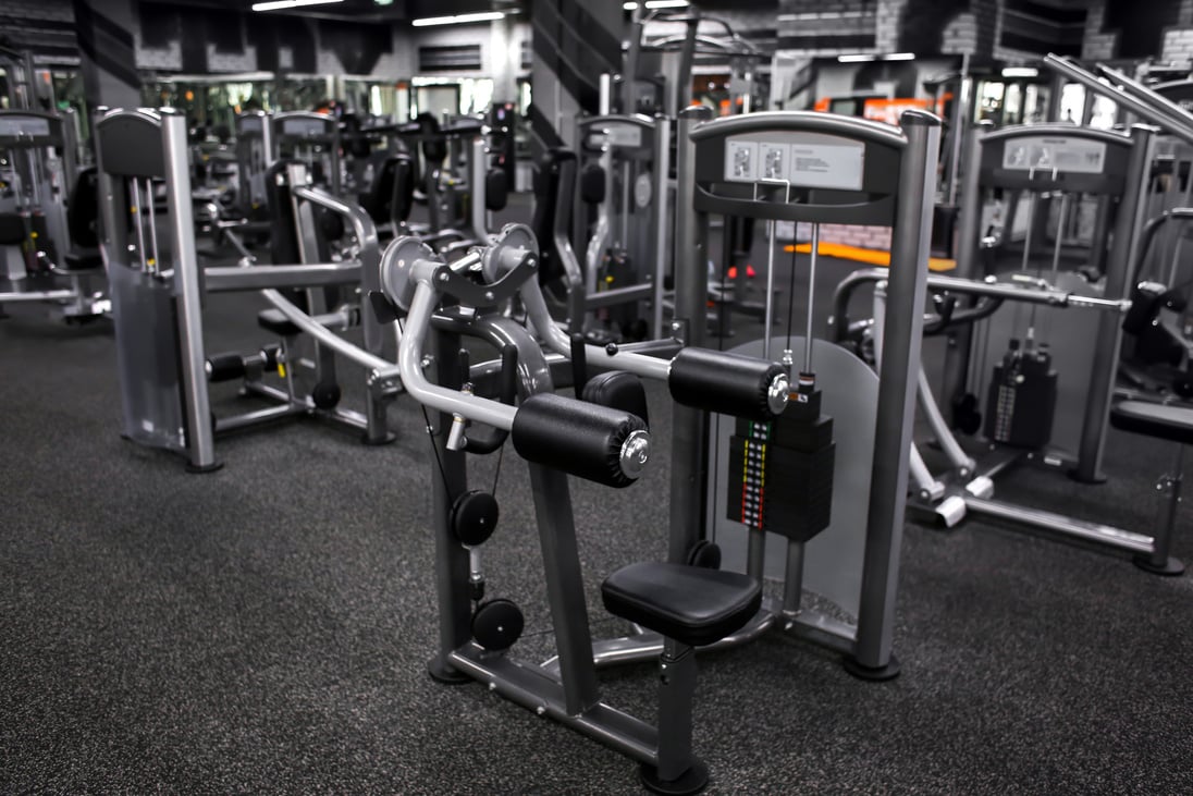 Interior of Modern Gym with Exercise Machines